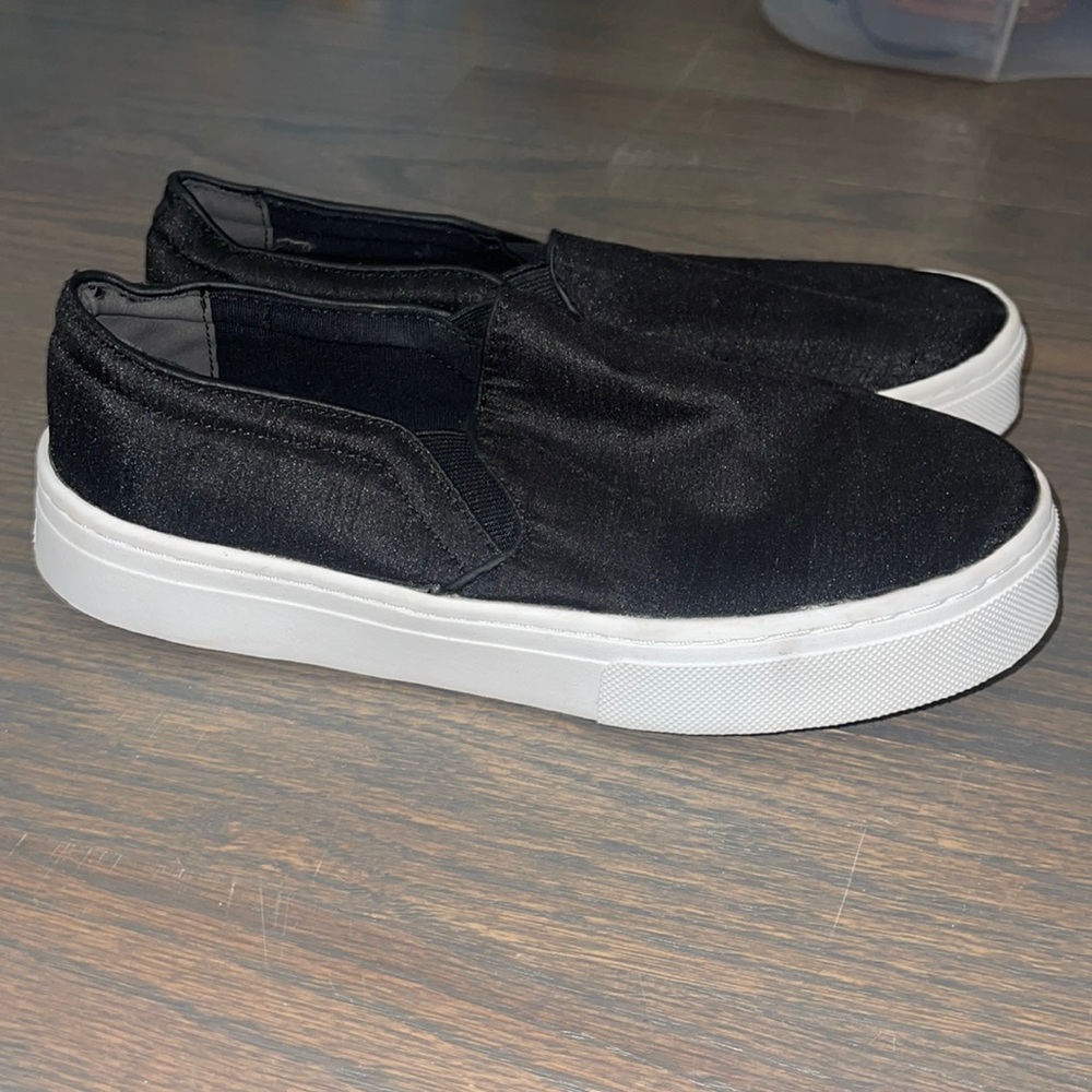 Black Slip-On Platform Sneakers - Women's Casual Shoes